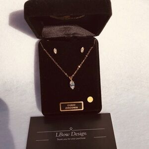 Cubic Zirconia Marquise Cut Necklace and Earrings